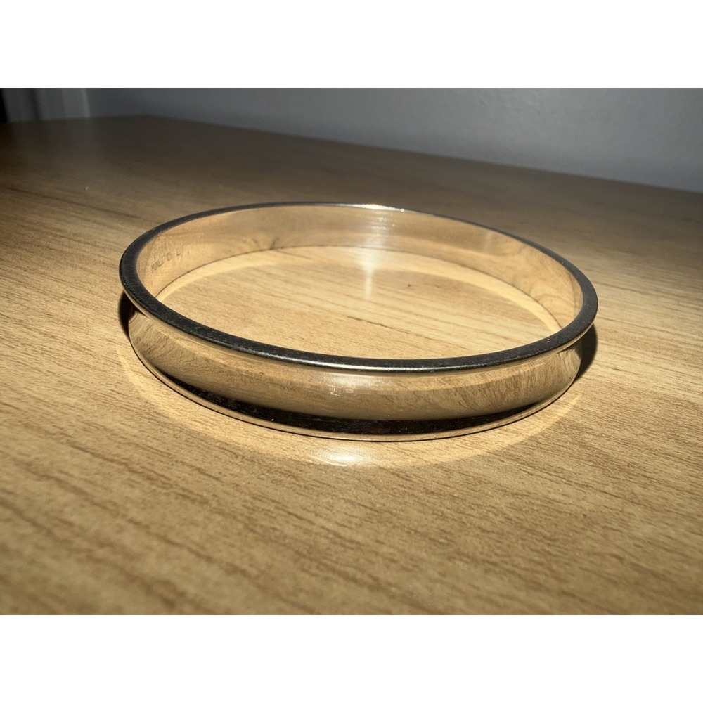 Vintage Monet Silver Tone Bangle Bracelet Signed Indented 8"
